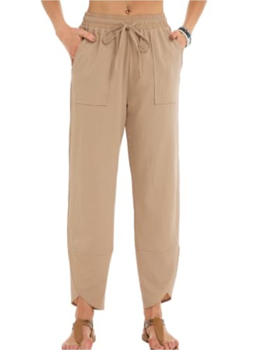 Women's Baggy Wide Leg Palazzo Harem Pants Elastic Drawstring Pockets